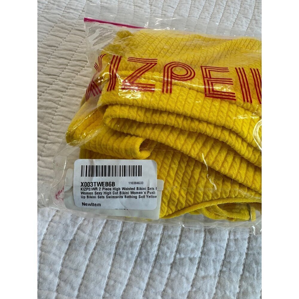 KIZPEIWR Two Piece Bikini Swim Suit SZ XXL High Cut Yellow NEW - Picture 6 of 12